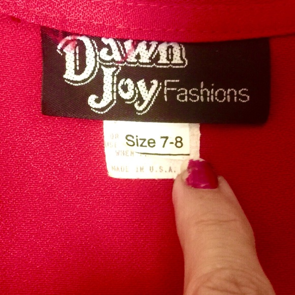 Vtg 80s DAWN JOY Red Mock 2 Pc Lace Up Back Knee Length Tunic Dress~ 7/8 - Picture 7 of 7